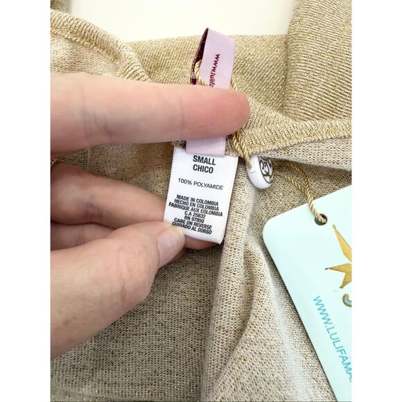 Luli Fama Cosita Buena South Beach Dress Cover Up Metallic Gold Rush Small NWT - Picture 7 of 7